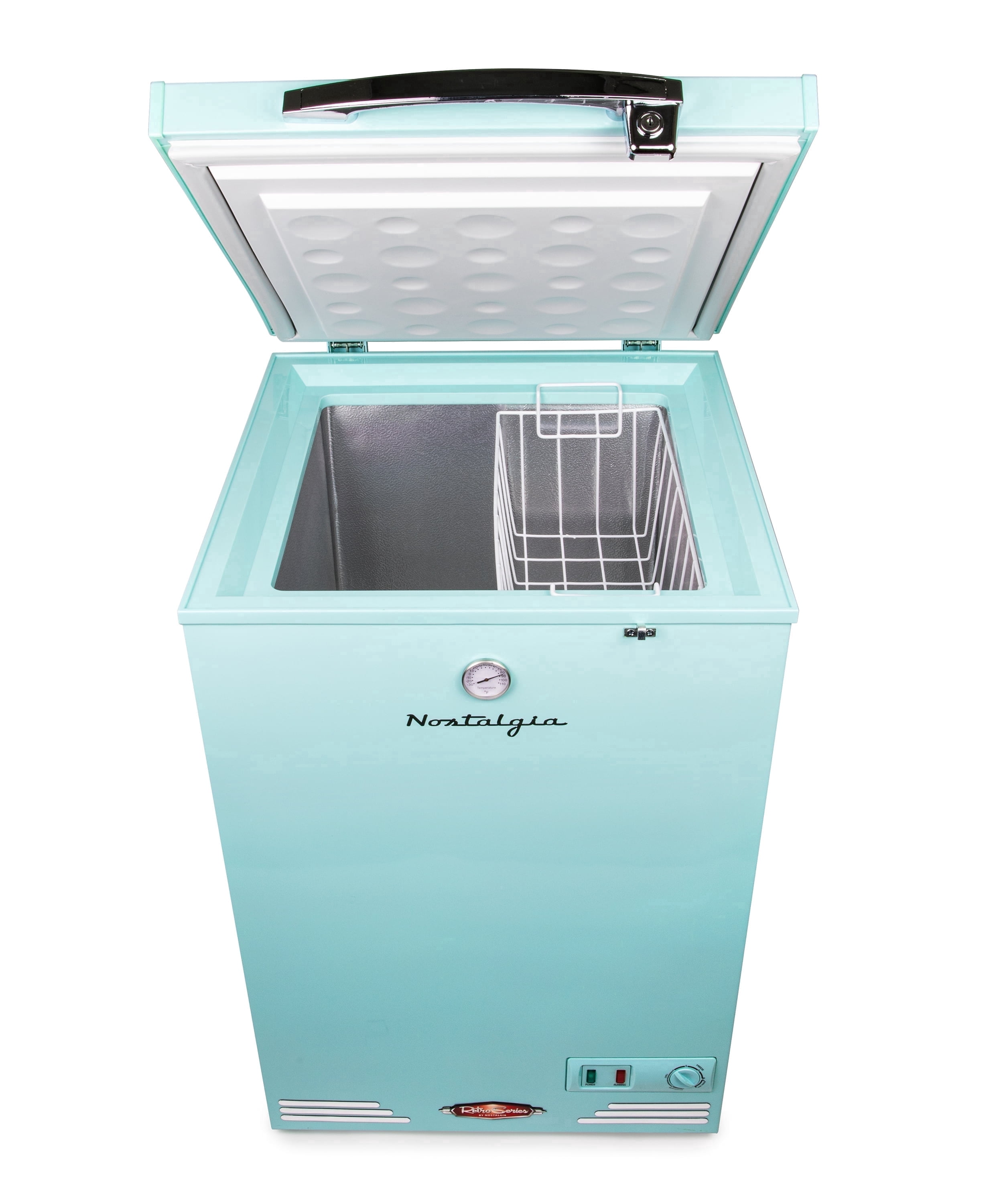 Nostalgia 2-in-1 Classic Retro Refrigerator Freezer, 3.5 cu ft Fridge and Freezer with Lock and Key, Aqua
