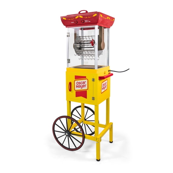 Nostalgia Oscar Mayer Hot Dog Cooker Ferris Wheel, 6-Piece Retro Style Hotdog Toaster Cart with Bun Warmer