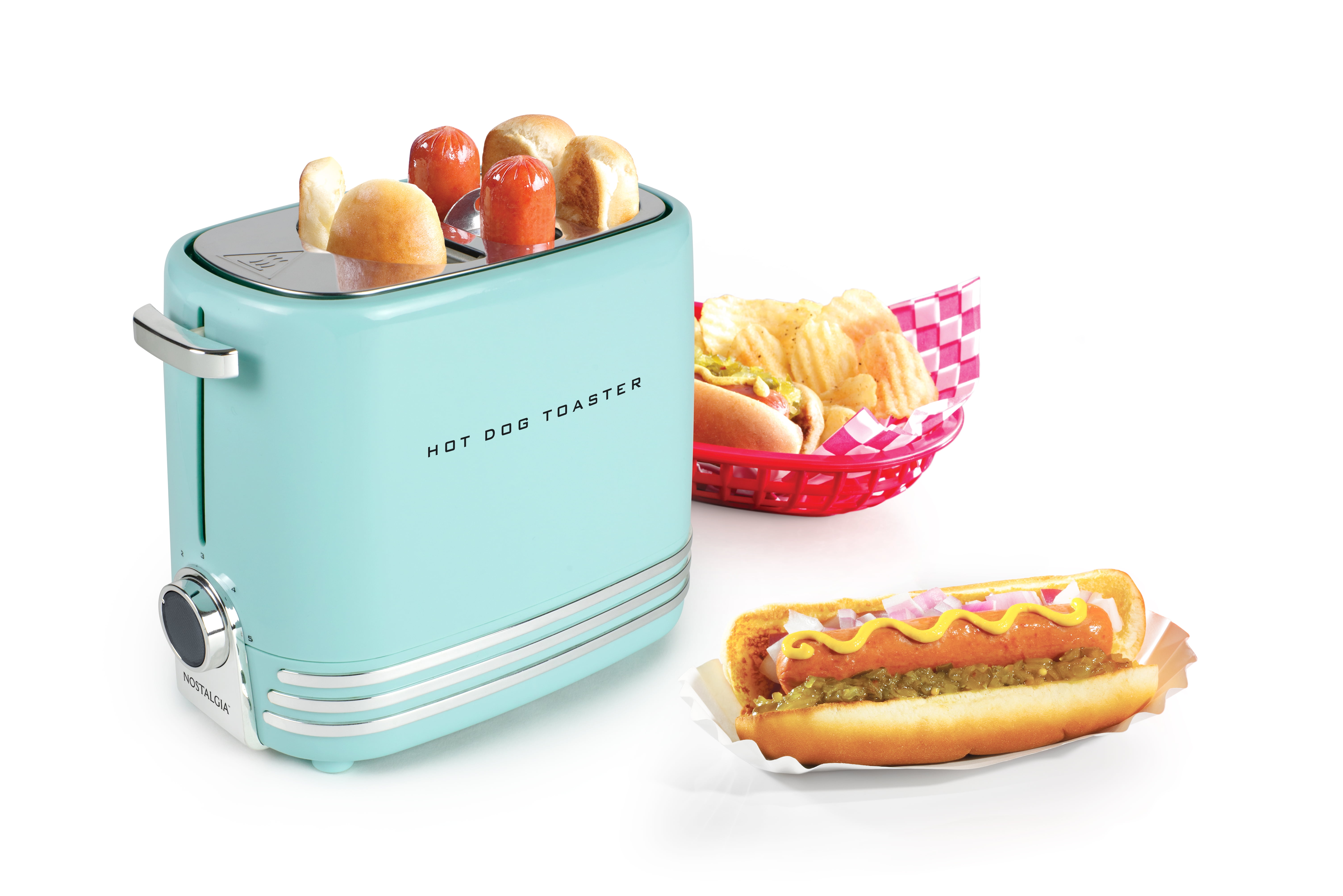 Nostalgia NHDT900CRM Pop-Up Hot Dog and Bun Toaster With