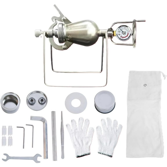 Nostalgia Popcorn Maker, 100ml Mini Popcorn Machine,Manual Chinese Popcorn Maker,Popcorn Popper for Movie Nights and Christmas Parties Use,with Pressure Gauge,304 Stainless