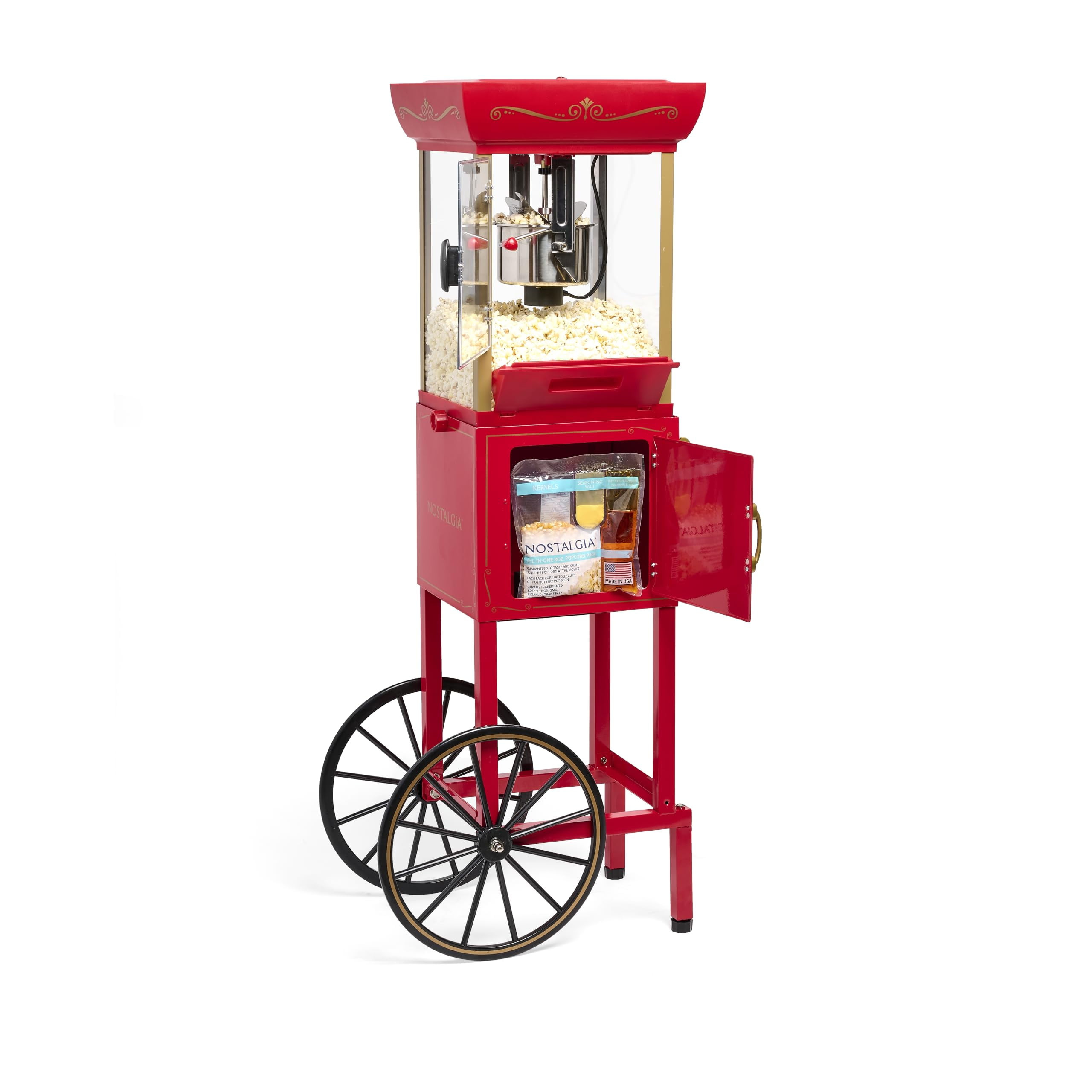 Nostalgia Popcorn Maker Machine - Professional Cart With 2.5 Oz Kettle ...