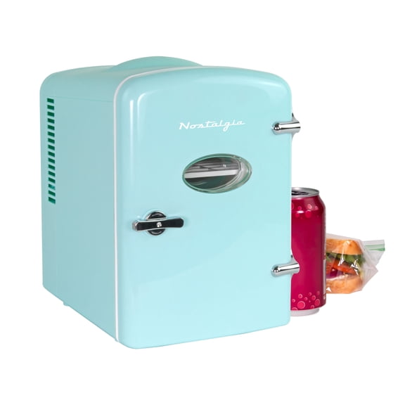 Nostalgia Retro 6-Can Display Fridge & Heater, Aqua