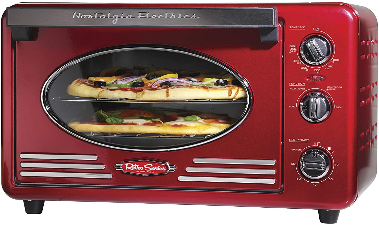 Deco Chef 24 QT Red Stainless Steel Countertop 1700 Watt Toaster Oven with  Built-in Air Fryer and Included Rotisserie Assembly, Grill Rack, Frying  Basket, and Baking Pan 