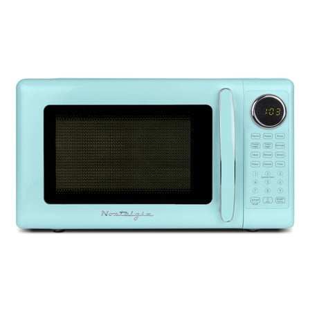 Nostalgia Retro 700W Microwave Oven – 0.7 Cu Ft Capacity – Aqua
