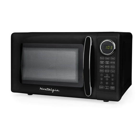 Nostalgia Retro 700W Microwave Oven – 0.7 Cu Ft Capacity – Black
