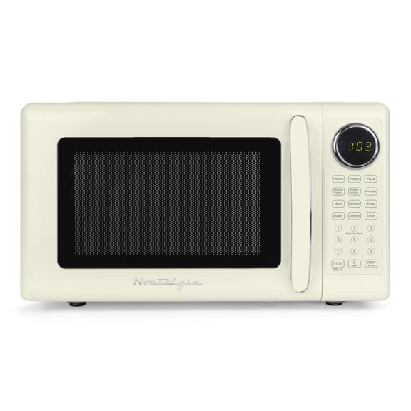 Nostalgia Retro 700W Microwave Oven – 0.7 Cu Ft Capacity – Ivory