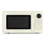 Nostalgia 0.7 cu ft Retro Microwave Oven, 700W Countertop Microwave Oven with 8 Auto Cook Programs, Ivory