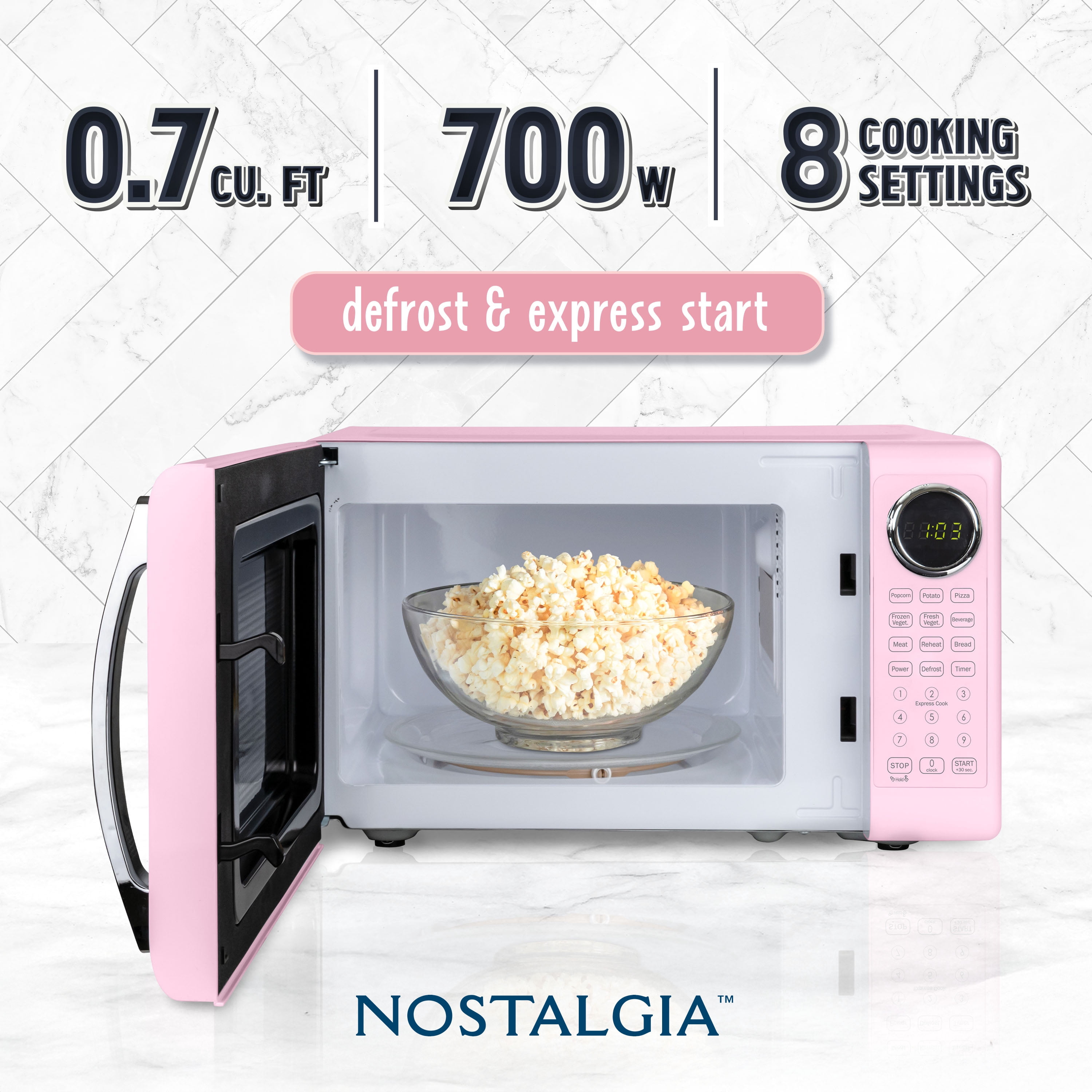 Nostalgia, Retro Microwave Oven, 0.7 cu ft, Red, 700W - Walmart.com