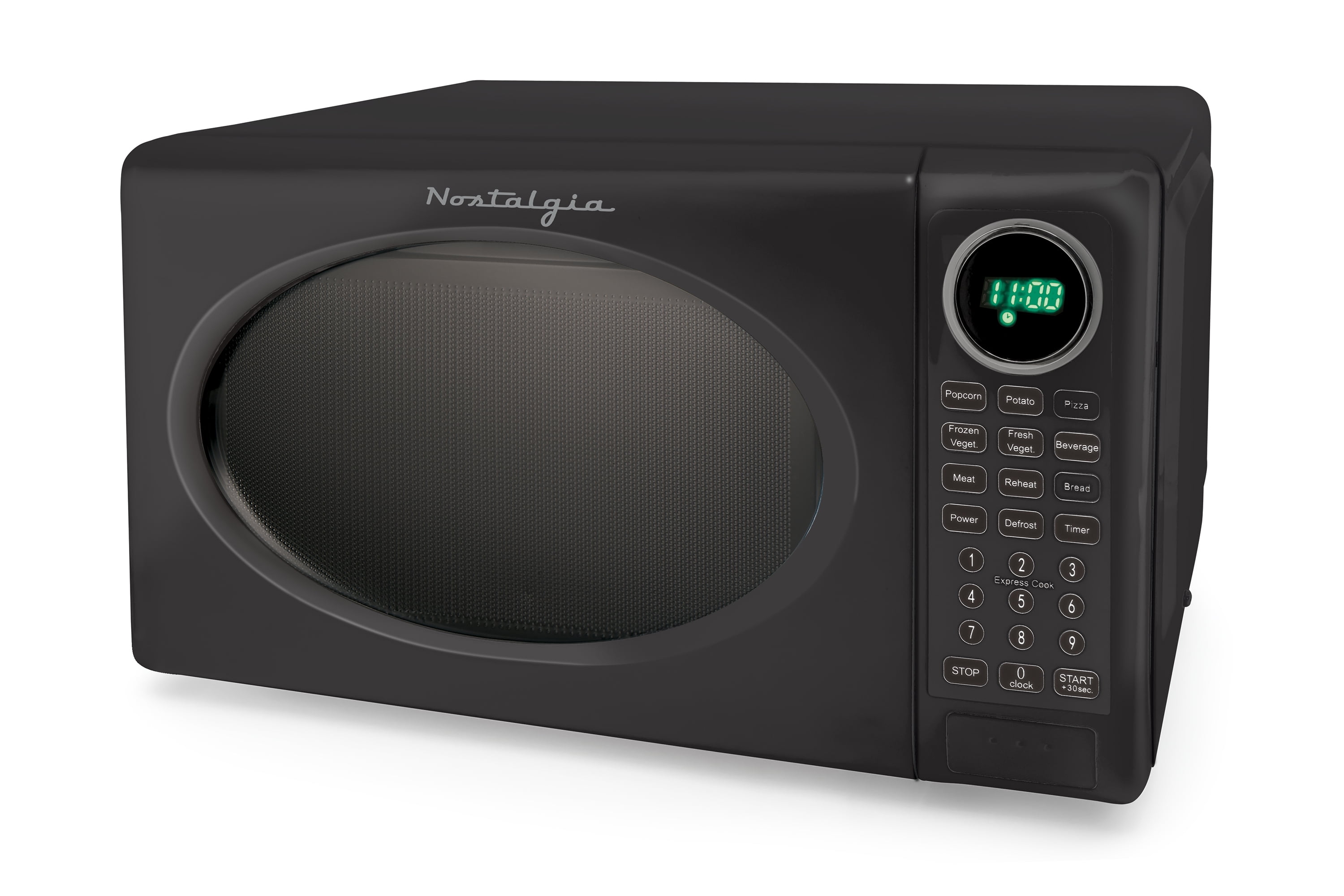 Nostalgia 0.7 Cu. ft. Modern Retro Set Countertop Microwave Oven in Black