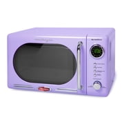 Nostalgia 0.7 cu ft Retro Microwave Oven, 700W Countertop Microwave Oven with Digital Clock, Lavender