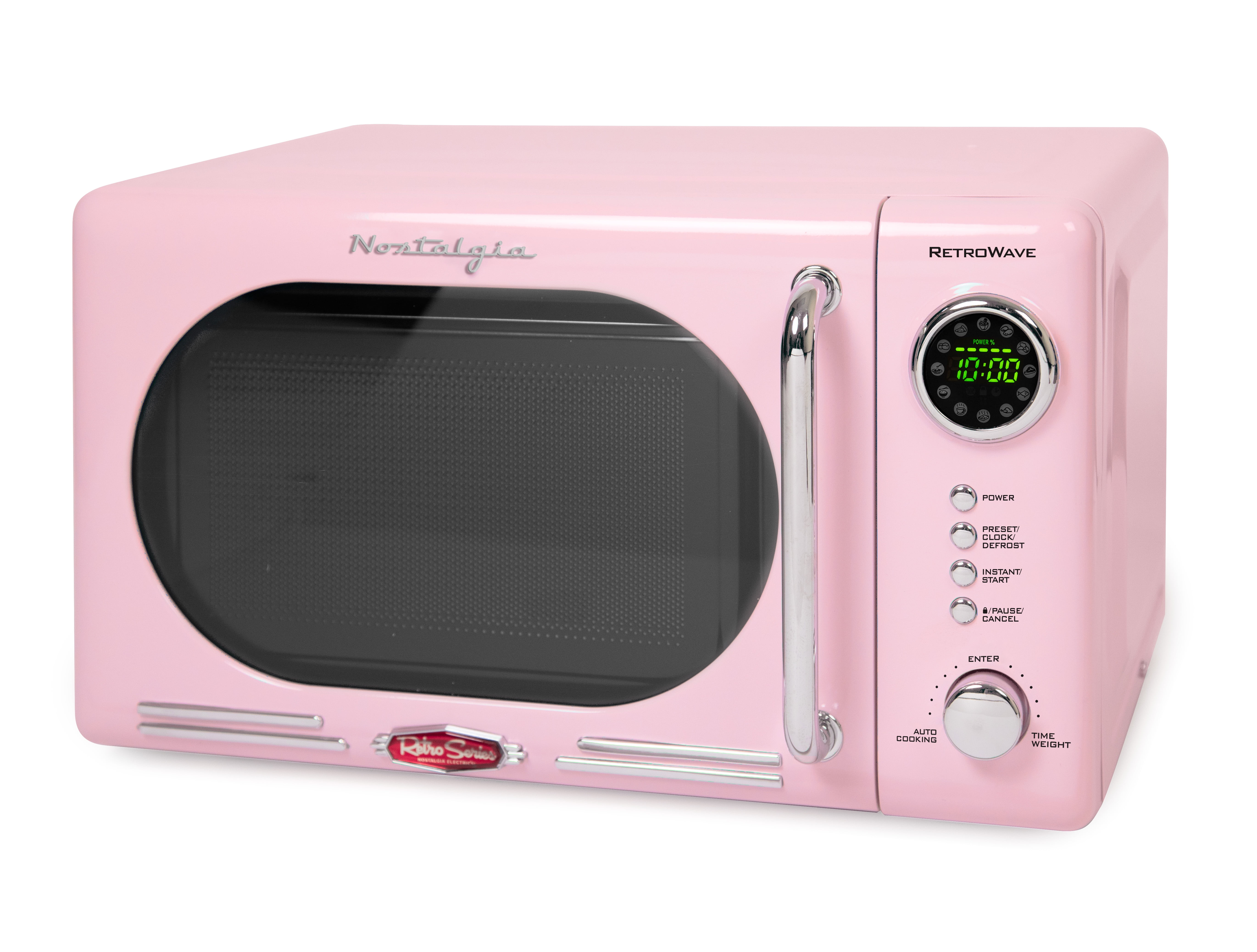 Nostalgia Retro 0.7 cu. ft. 700-Watt Countertop Microwave Oven, Pink 