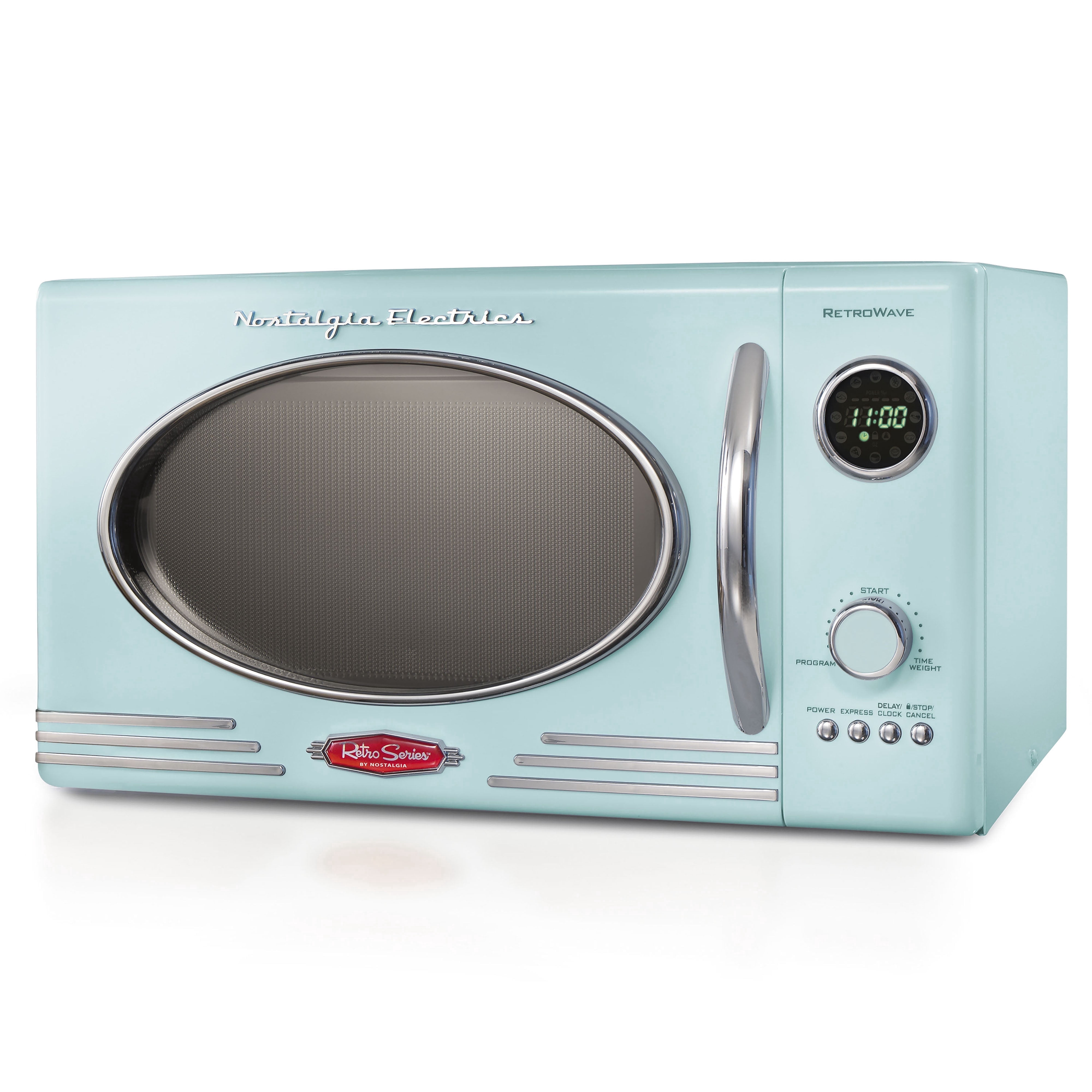 Nostalgia 0.9 cu ft Retro Microwave Oven, 800W Countertop Microwave Oven with Digital Display, White