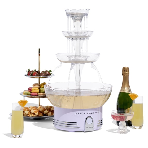 Nostalgia 3-Tier Party Drink Dispenser and Beverage Fountain with LED Lighted Base, 1.5 gal, White