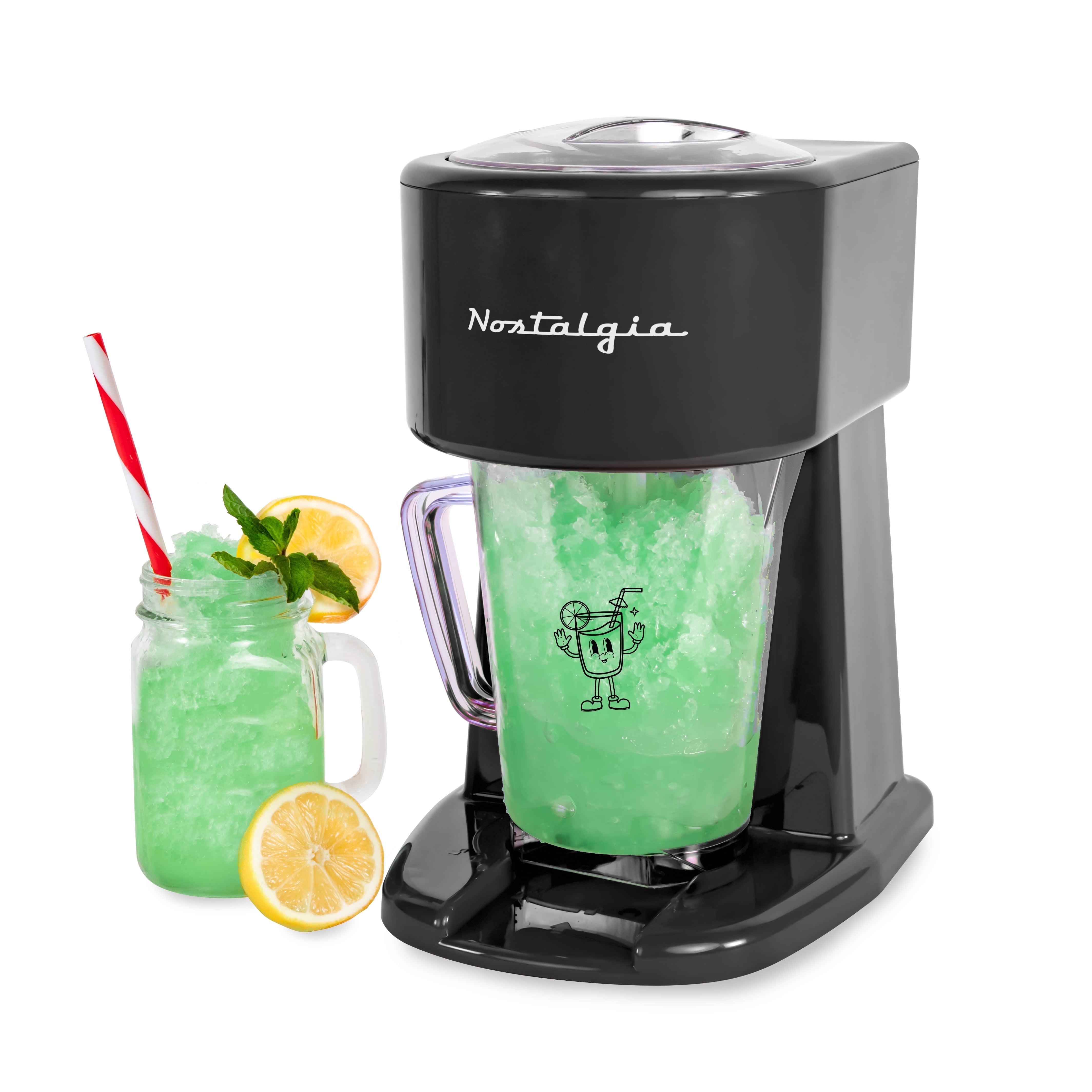 Nostalgia Slushie Machine, 40 oz Ice Shaver and Slushy Maker for Soda, Juices, Cold Coffee, and More, Black