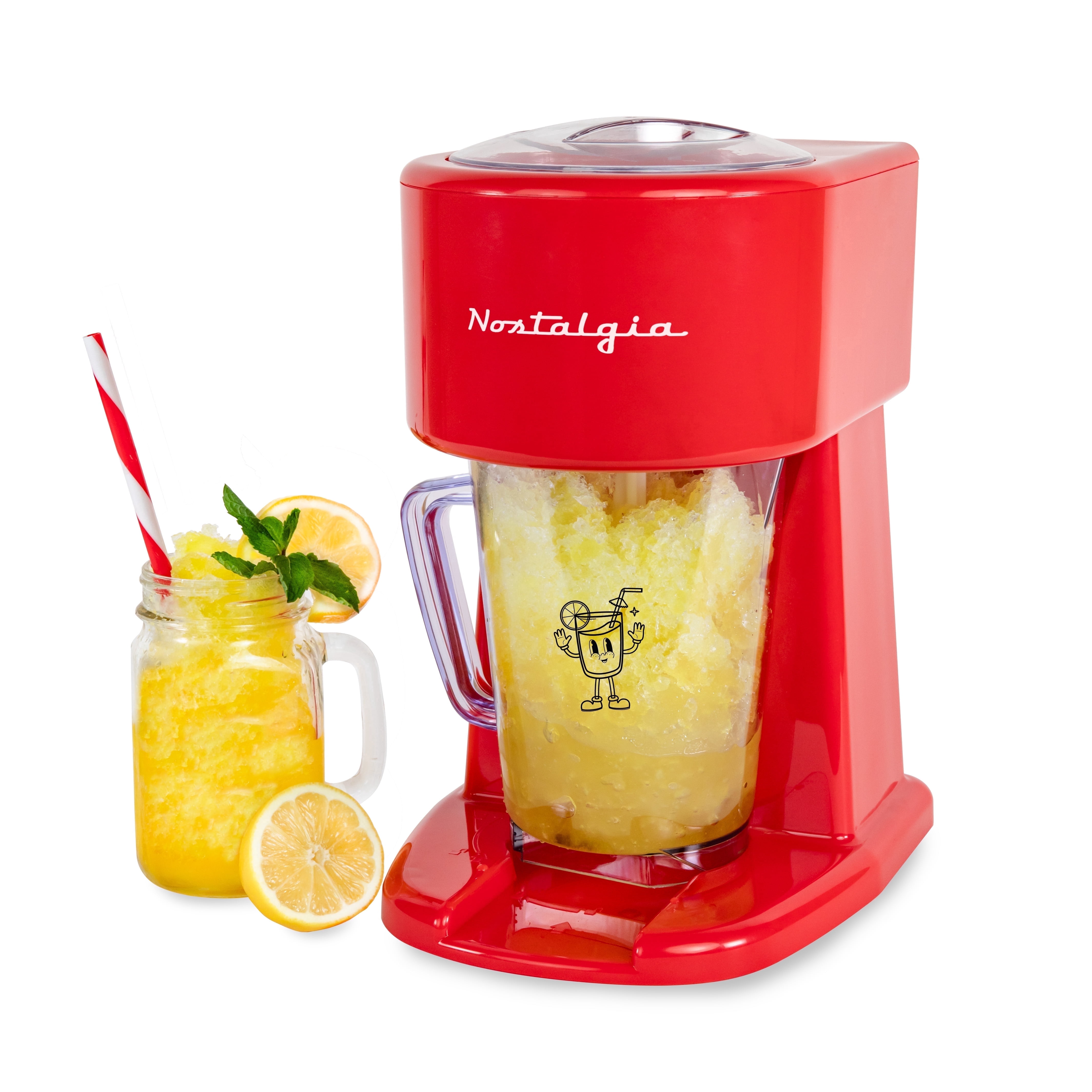 Nostalgia Slushie Machine, 40 oz Ice Shaver and Slushy Maker for Soda, Juices, Cold Coffee, and More, Red