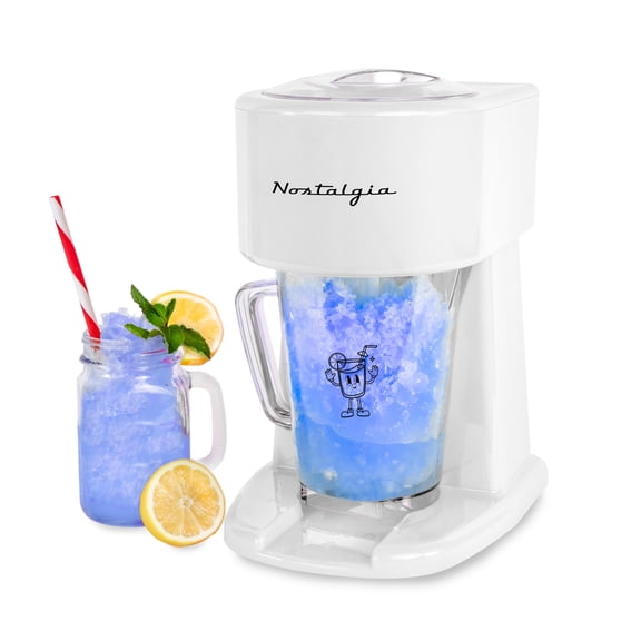 Nostalgia Slushie Machine, 40 oz Ice Shaver and Slushy Maker for Soda, Juices, Cold Coffee, and More, White
