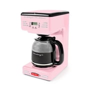 Nostalgia Retro Coffee Maker, 12-Cup Programmable Vintage Coffee Machine with Anti-Drip Carafe, Pink