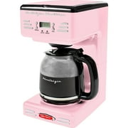 Nostalgia Retro Coffee Maker, 12-Cup Programmable Vintage Coffee Machine with Anti-Drip Carafe, Pink
