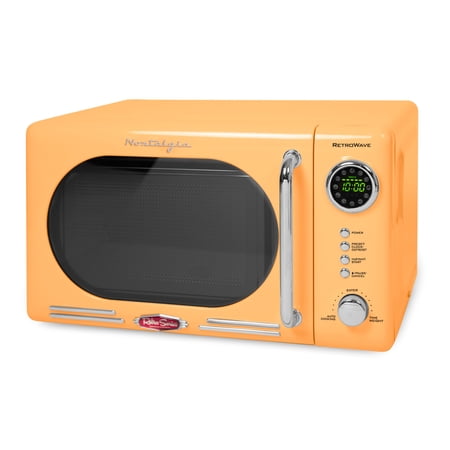 Nostalgia Retro Compact Countertop Microwave Oven - 0.7 Cu. Ft. - 700-Watts with LED Digital Display - Child Lock - Easy Clean Interior - Orange