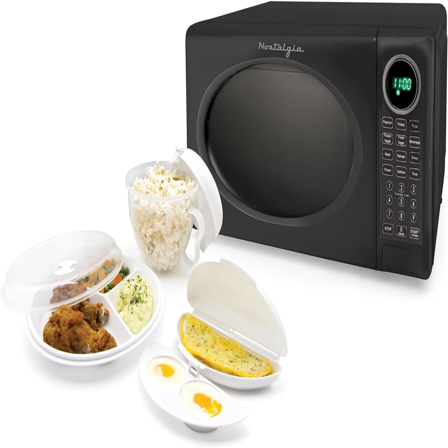 Nostalgia Retro Compact Countertop Microwave Oven 0.7 Cu. Ft. 700