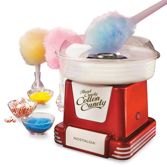 Nostalgia Retro Countertop Cotton Candy Machine, Retro Red, Hard Candy and Flossing Sugar