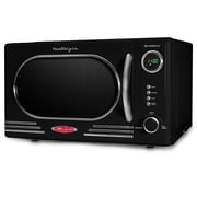 Nostalgia 1.1 cu ft Retro Microwave Oven, 1000W Countertop Microwave Oven with Digital Clock, Black