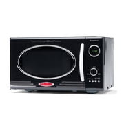 Nostalgia 0.9 cu ft Retro Microwave Oven, 800W Countertop Microwave Oven with Digital Clock, Silver/Black