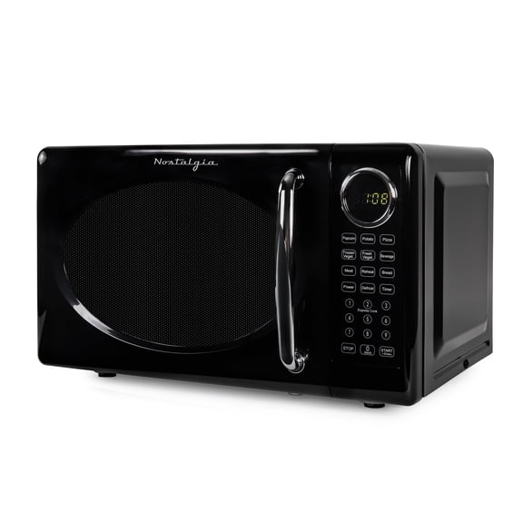 Nostalgia 0.7 cu ft Retro Microwave Oven, 700W Countertop Microwave Oven with 8 Auto Cook Programs, Black