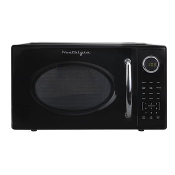 Nostalgia 1.1 cu ft Retro Microwave Oven, 1000W Countertop Microwave Oven with 8 Auto Cook Programs, Black