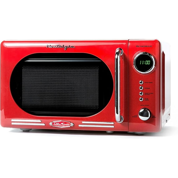 Nostalgia Retro Microwave for Countertop 0.7 cu ft Vintage Microwave, Red