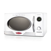 Nostalgia 0.9 cu ft Retro Microwave Oven, 800W Countertop Microwave Oven with Digital Clock, White
