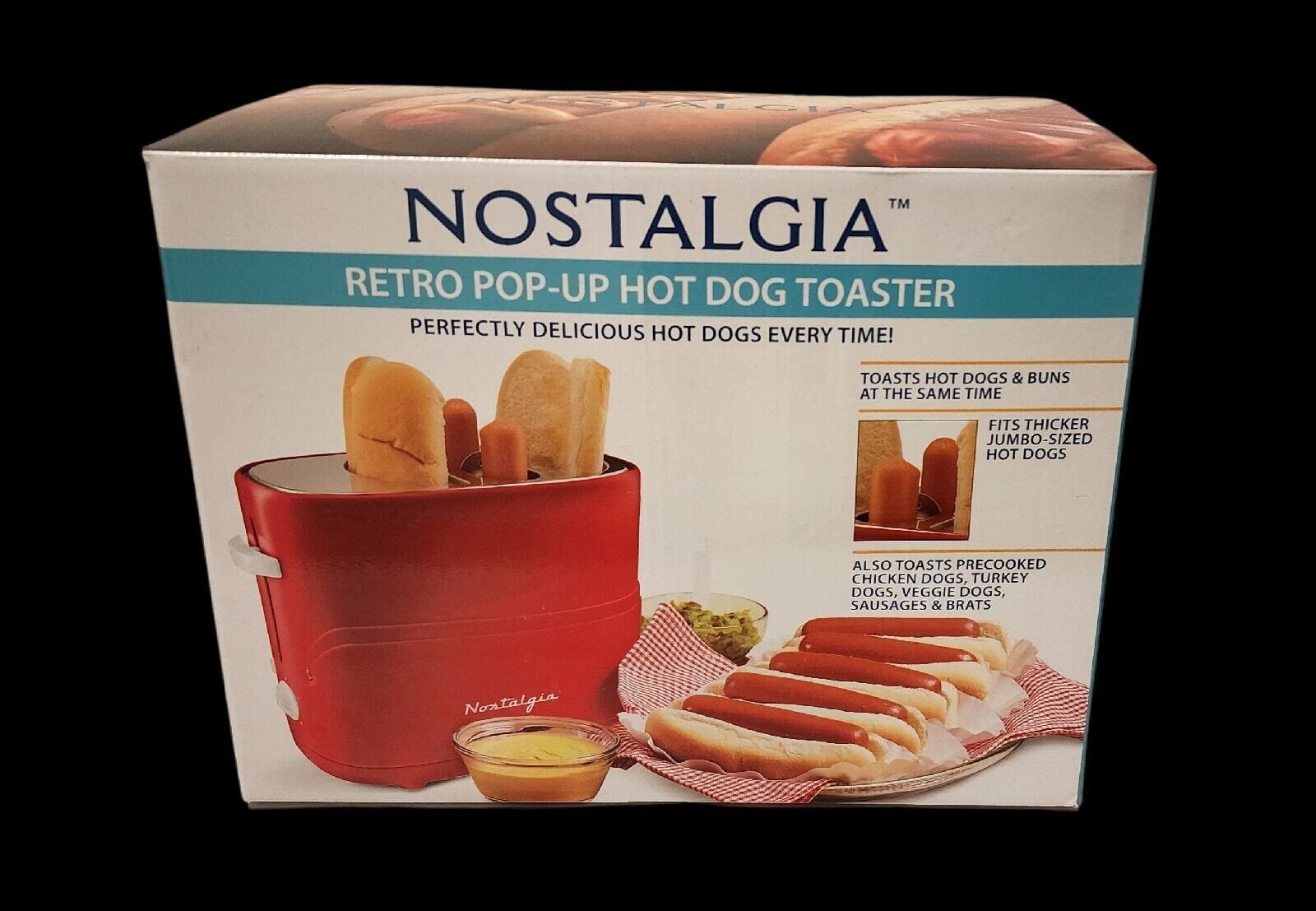Nostalgia Retro Red PopUp Hot Dog Toaster 10.5 x 8 x 5.5