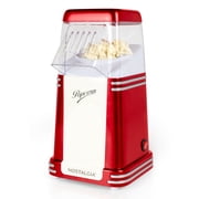 Nostalgia Hot Air Popcorn Maker, 8-Cup Countertop Popcorn Machine with Measuring Cup, Red