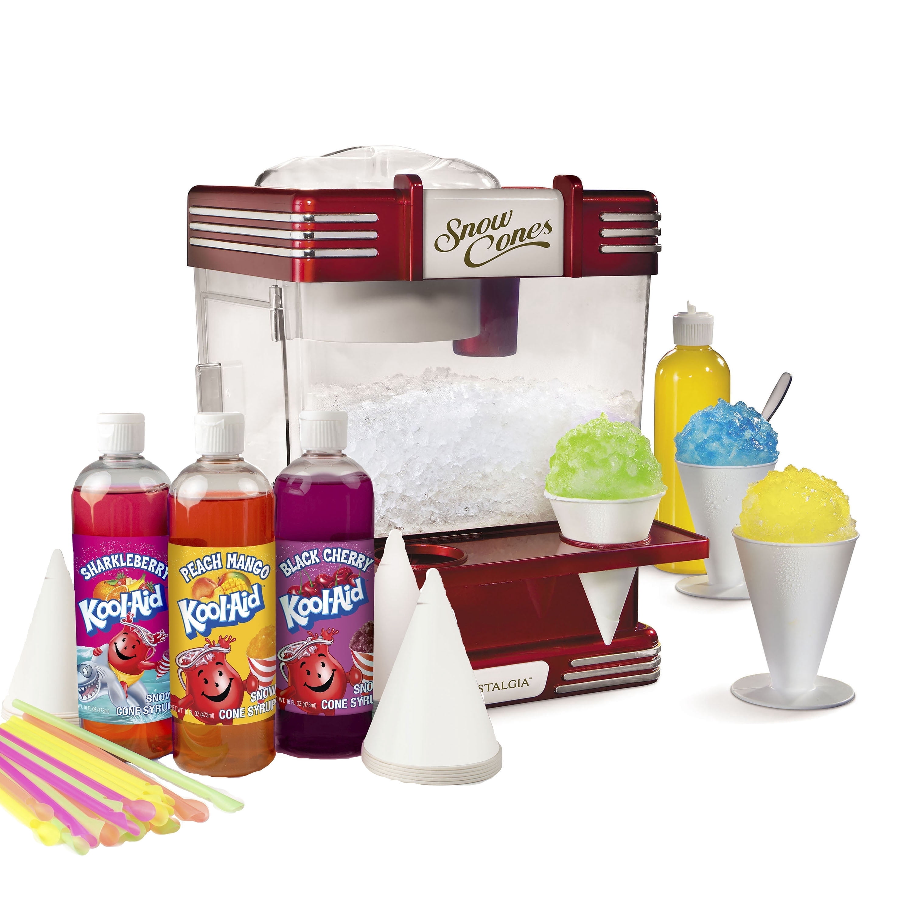 Nostalgia Retro Snow Cone Maker with Snow Cone Syrup Party Kit