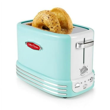 Nostalgia Retro Toaster 2 Slice Vintage Toaster Oven for Bagels & Thick Bread, Aqua