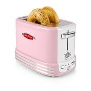 Nostalgia Retro Toaster 2 Slice Vintage Toaster Oven for Bagels & Thick Bread, Pink