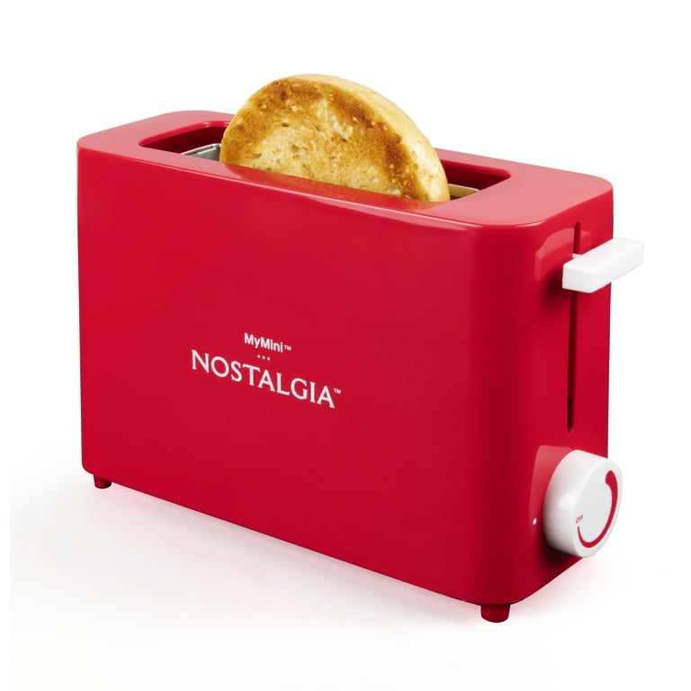 Nostalgia 1 Slice Toaster Red with Cancel Defrost and Bagel Button