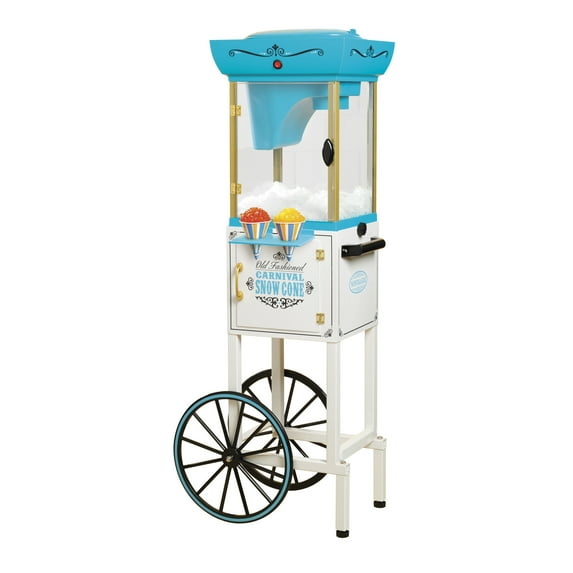 Nostalgia Snow Cone Maker, 48-Inch Shaved Ice Machine and Snow Cone Maker Cart, Blue