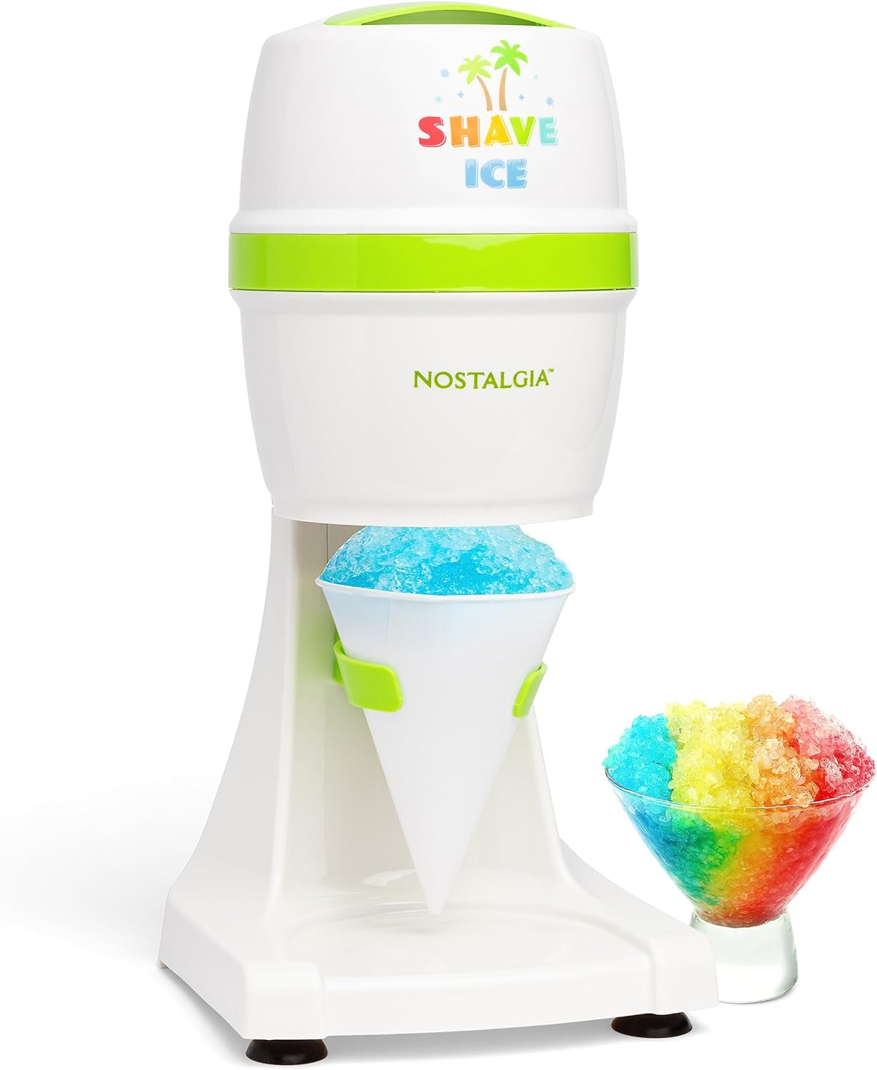 White and Green Stainless Steel Countertop Snow Cone Maker