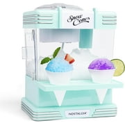 Nostalgia Snow Cone Maker Tabletop Shaved Ice Machine with 2 Reusable Cones & Ice Scoop, Aqua