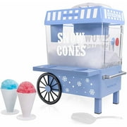 Nostalgia Tabletop Snow Cone Maker, Shaved Ice Machine and Snow Cone Maker with 2 Ice Molds, Blue