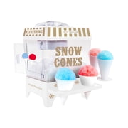 Nostalgia Tabletop Snow Cone Maker and Shaved Ice Machine with 2 Ice Molds and Ice Scoop, White