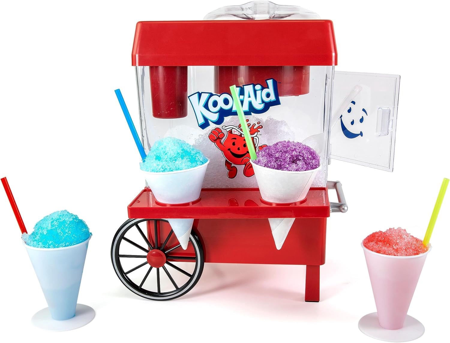 Nostalgia Snow Cone Shaved Ice Machine - Retro Table-Top Slushie Machine Makes 20 Icy Treats - Includes 2 Reusable Plastic Cups & Ice Scoop - White