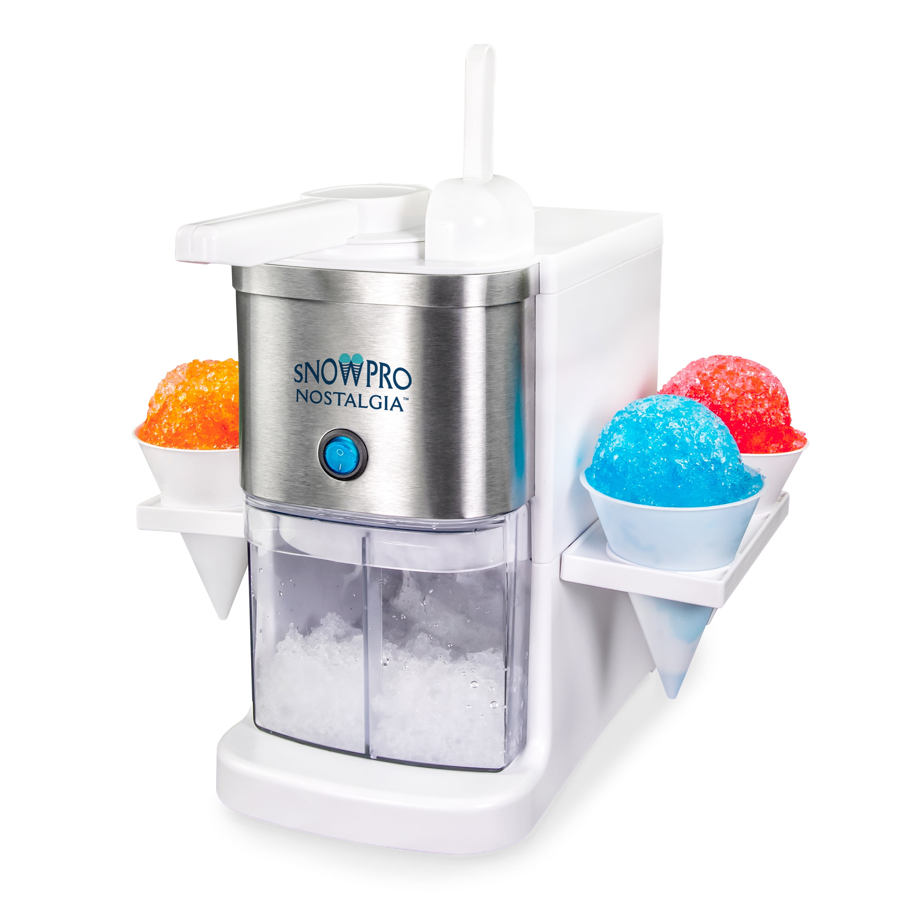 Compact White and Stainless Steel Snow Cone Maker