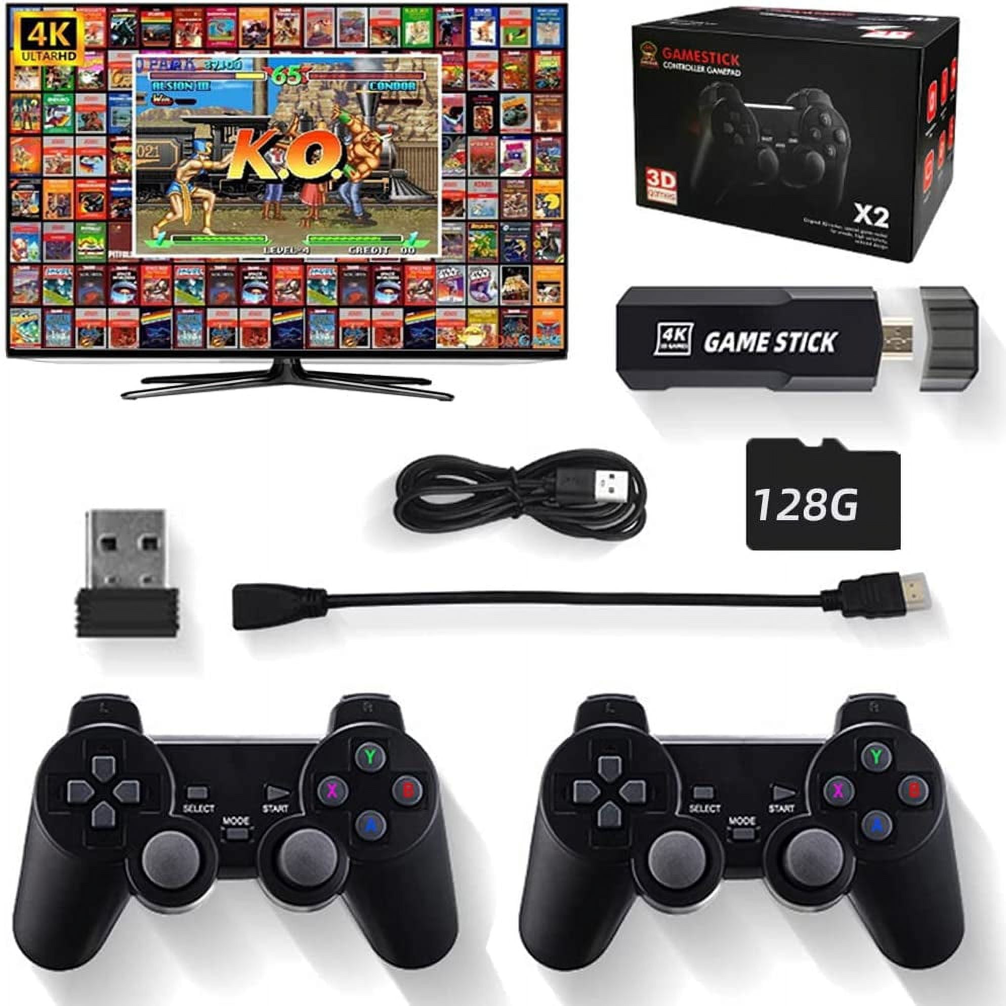 Wireless Retro Game Console, Plug & Play Video TV Game Stick with 15000+  Games Built-in, 64G, 9 Emulators, 4K HDMI Nostalgia Stick Game for TV, Dual