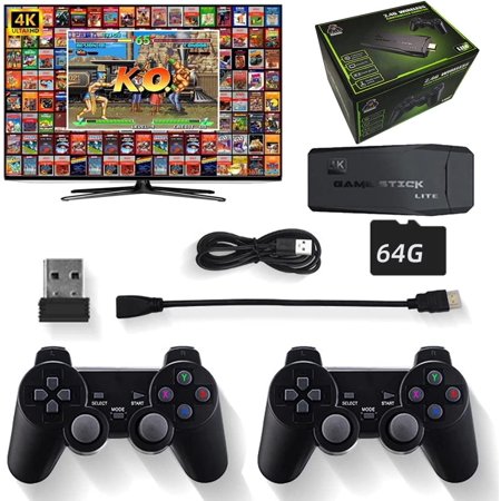 Nostalgia Stick Game, Wireless Retro Stick Game Console, Nostalgiastick Wireless Retro Game Console, Plug & Play Nostalgia Stick 4K HDMI Output, Dual 2.4G Wireless Controllers (M8 32g (3550+ Games))