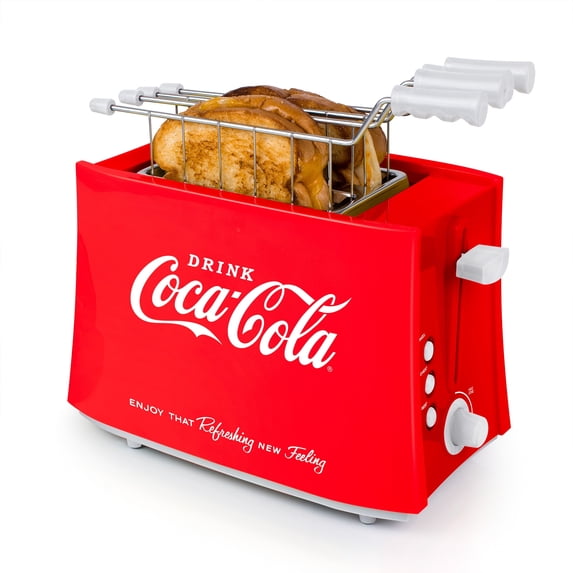 Nostalgia Coca-Cola Grilled Cheese Sandwich Toaster with Easy-Clean Toaster Baskets, 2 Extra Wide Slots