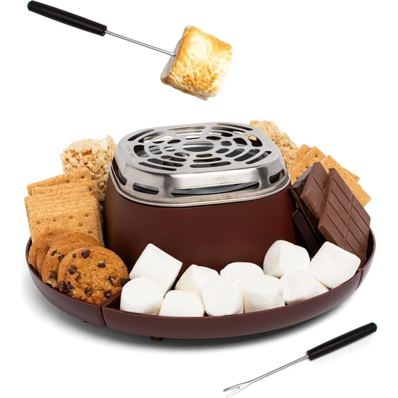 Nostalgia Tabletop Indoor Electric S'mores Maker - With Marshmallow Roasting Sticks and