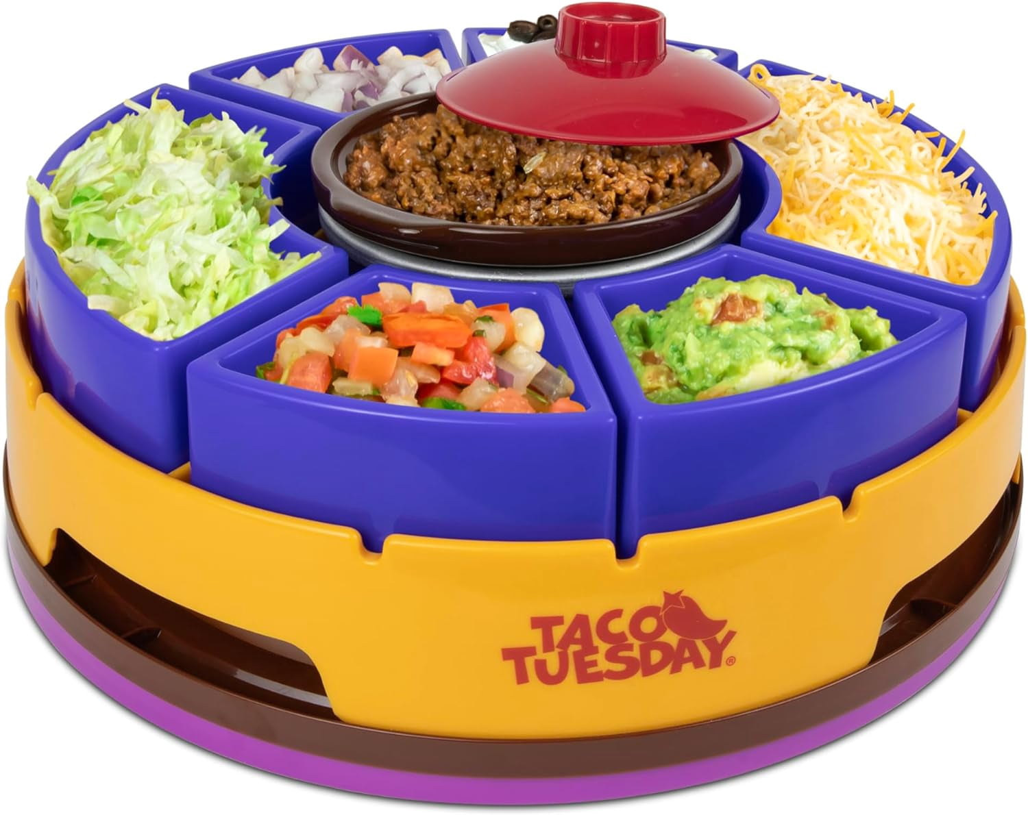 Nostalgia Taco Tuesday Taco Serving Set with Lazy Susan, Removable 20