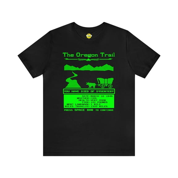 Nostalgia - The Oregon Trail Computer Game T-Shirt - Retro Gaming Tee